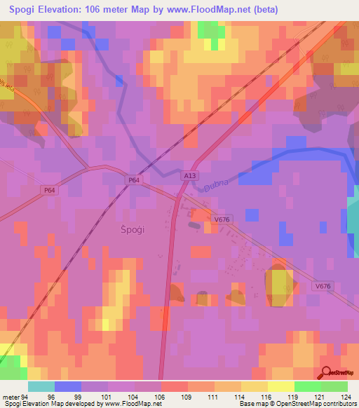 Spogi,Latvia Elevation Map