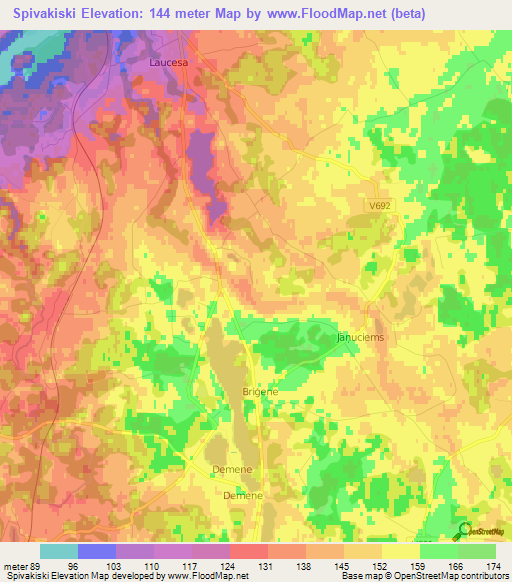 Spivakiski,Latvia Elevation Map