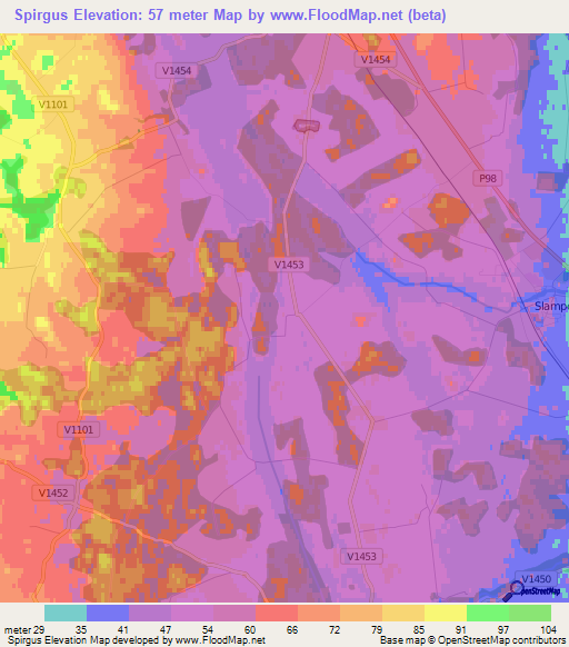 Spirgus,Latvia Elevation Map