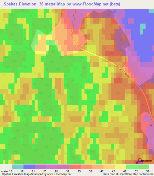 Speltes,Latvia Elevation Map