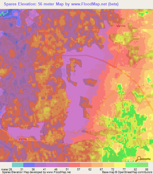 Spares,Latvia Elevation Map