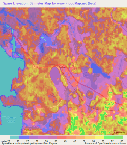 Spare,Latvia Elevation Map