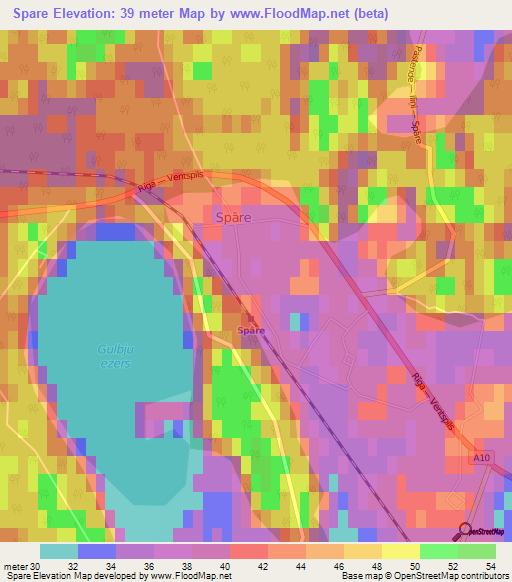 Spare,Latvia Elevation Map