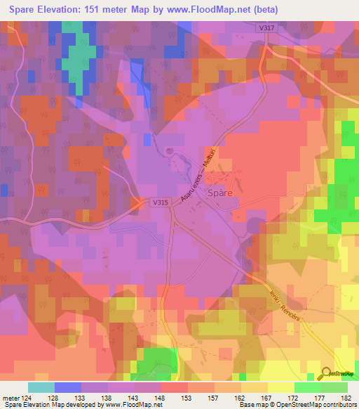 Spare,Latvia Elevation Map