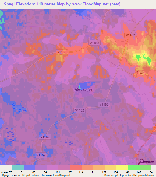 Spagi,Latvia Elevation Map