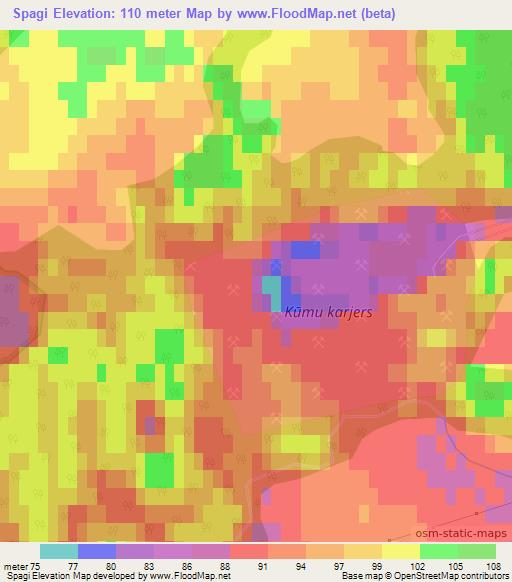 Spagi,Latvia Elevation Map