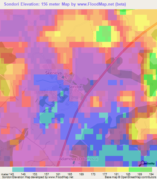 Sondori,Latvia Elevation Map
