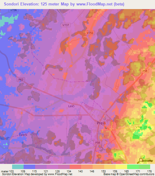 Sondori,Latvia Elevation Map