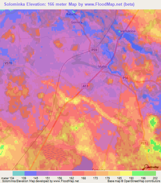 Solominka,Latvia Elevation Map