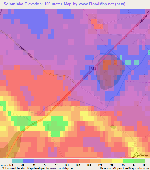 Solominka,Latvia Elevation Map