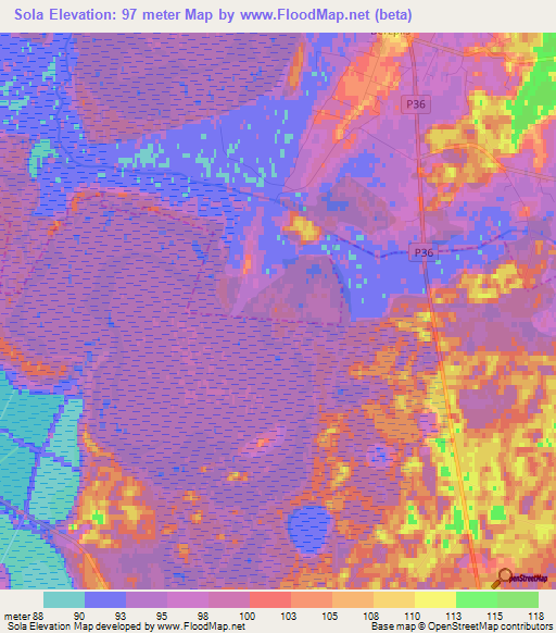 Sola,Latvia Elevation Map