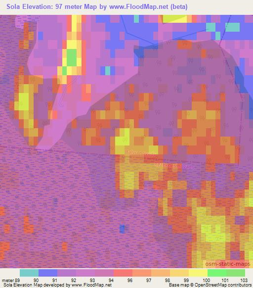 Sola,Latvia Elevation Map