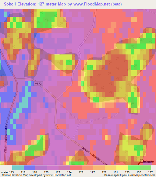 Sokoli,Latvia Elevation Map