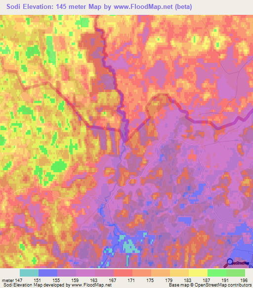 Sodi,Latvia Elevation Map