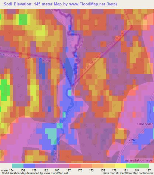 Sodi,Latvia Elevation Map