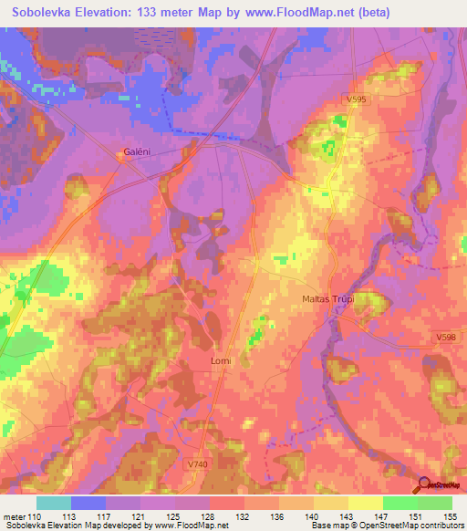 Sobolevka,Latvia Elevation Map