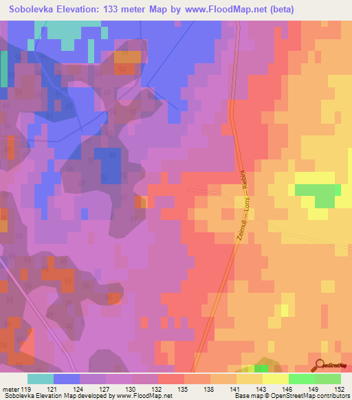 Sobolevka,Latvia Elevation Map