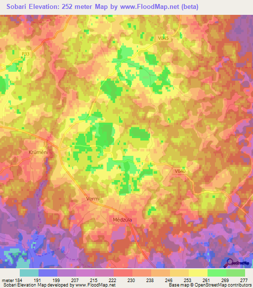 Sobari,Latvia Elevation Map