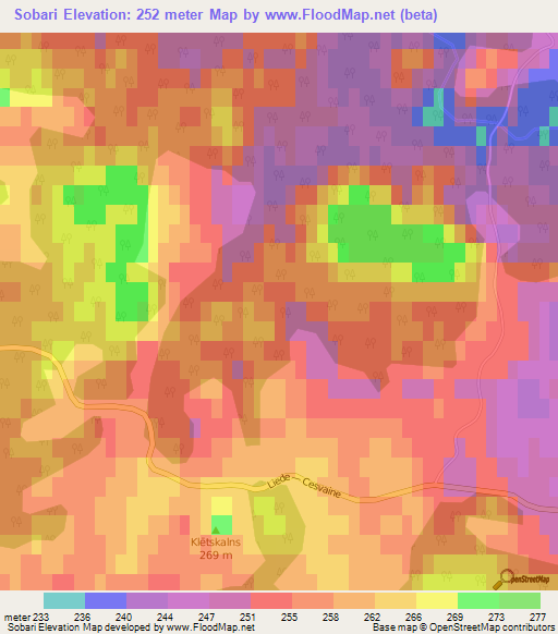 Sobari,Latvia Elevation Map