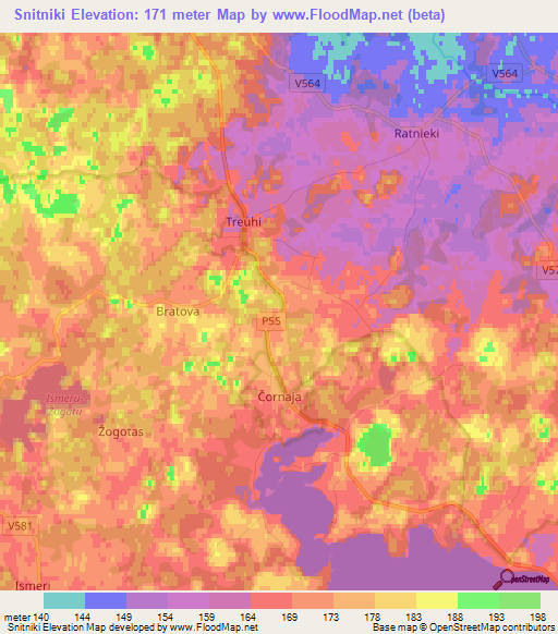 Snitniki,Latvia Elevation Map