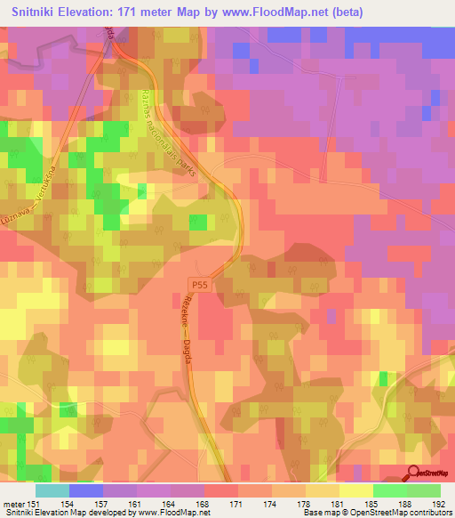 Snitniki,Latvia Elevation Map