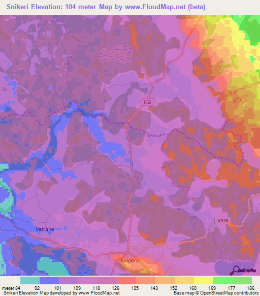 Snikeri,Latvia Elevation Map