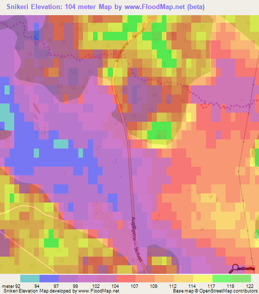 Snikeri,Latvia Elevation Map