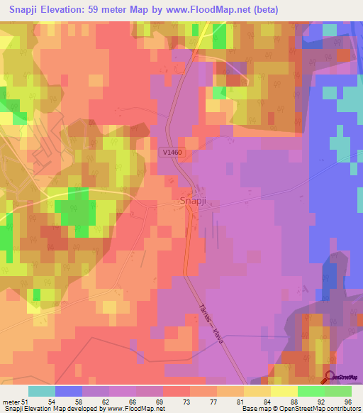 Snapji,Latvia Elevation Map