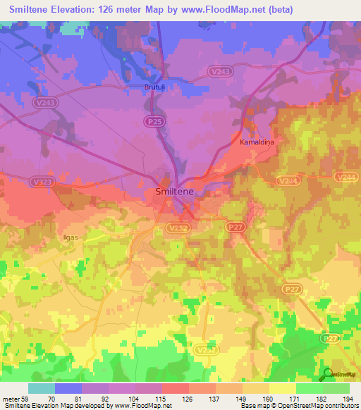 Smiltene,Latvia Elevation Map