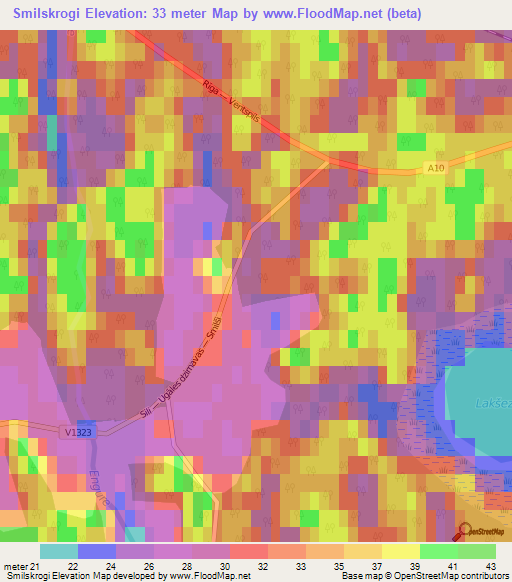 Smilskrogi,Latvia Elevation Map