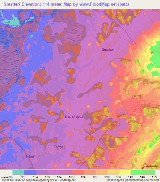 Smelteri,Latvia Elevation Map