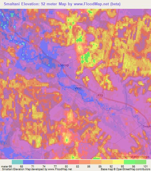 Smaltani,Latvia Elevation Map