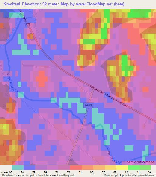 Smaltani,Latvia Elevation Map