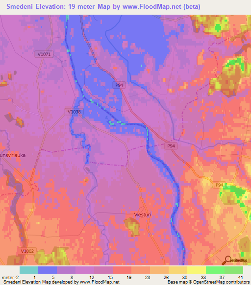 Smedeni,Latvia Elevation Map