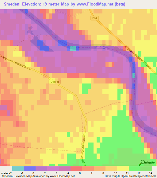 Smedeni,Latvia Elevation Map