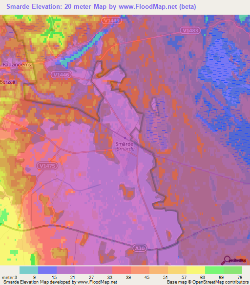 Smarde,Latvia Elevation Map