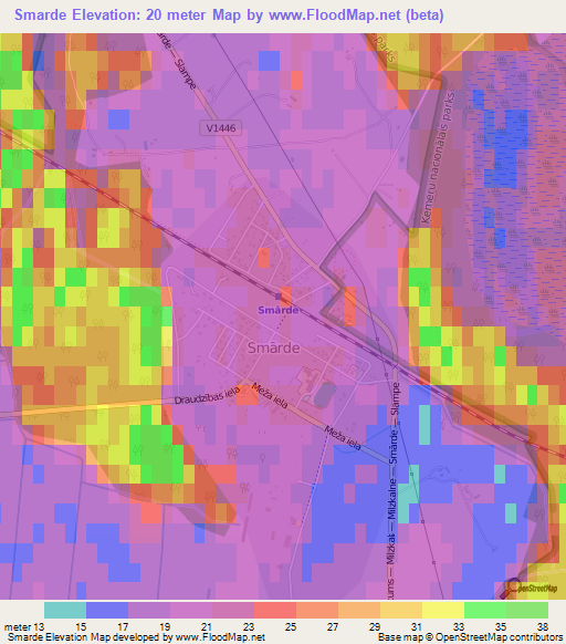 Smarde,Latvia Elevation Map