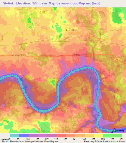 Slutiski,Latvia Elevation Map