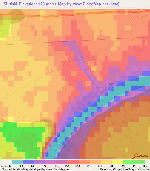 Slutiski,Latvia Elevation Map