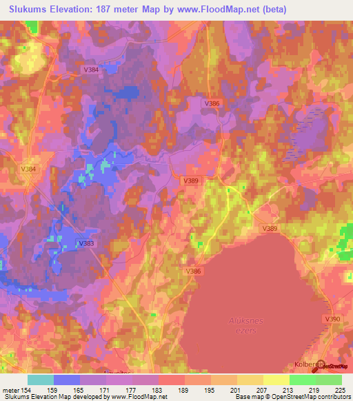 Slukums,Latvia Elevation Map