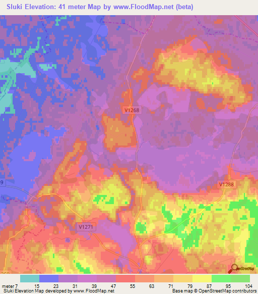 Sluki,Latvia Elevation Map