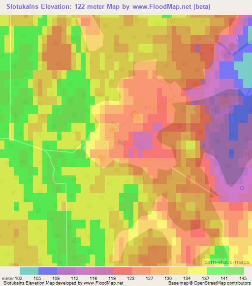 Slotukalns,Latvia Elevation Map