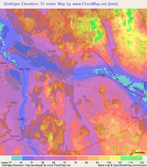 Sloklejas,Latvia Elevation Map