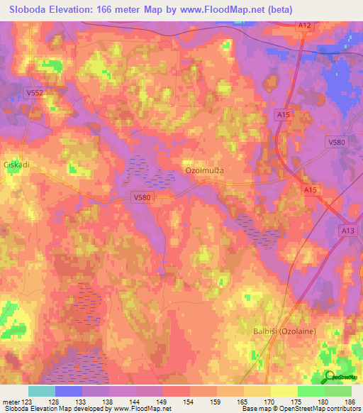 Sloboda,Latvia Elevation Map