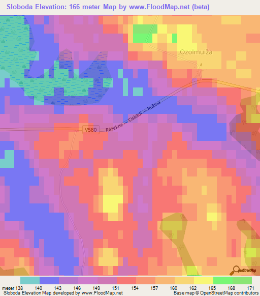 Sloboda,Latvia Elevation Map