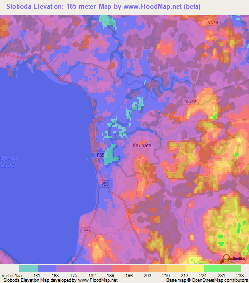 Sloboda,Latvia Elevation Map