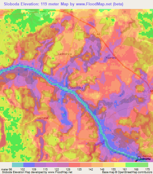 Sloboda,Latvia Elevation Map