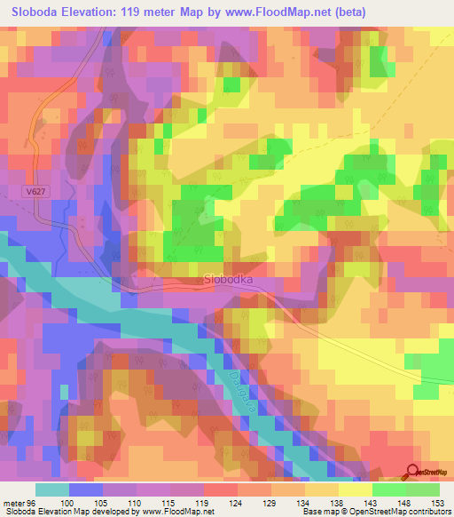 Sloboda,Latvia Elevation Map