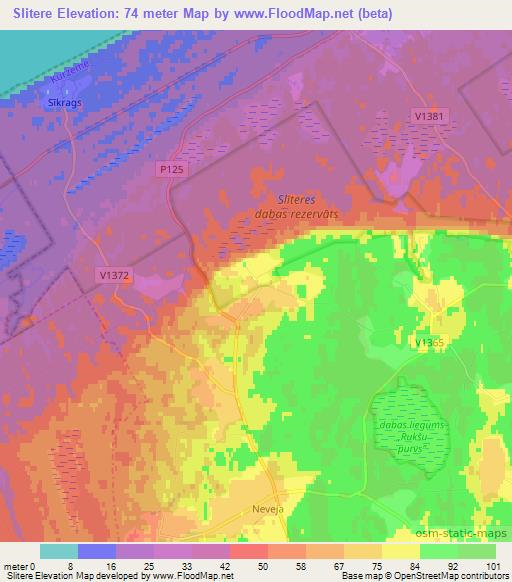 Slitere,Latvia Elevation Map