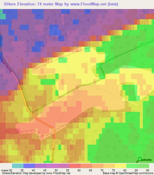 Slitere,Latvia Elevation Map